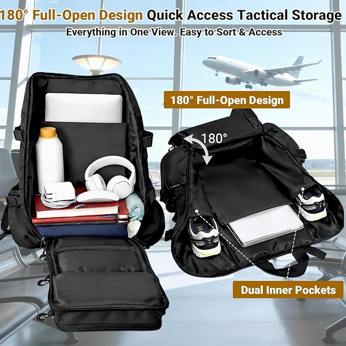 kokkoya Lightweight Tactical Backpacks with Laptop Compartment for Men 40L EDC MOLLE Military Style 17 in Computer with Cup Holder Travel Hiking Daypack