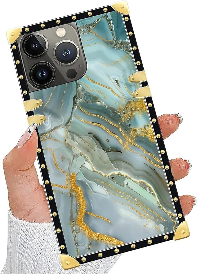 Compatible with iPhone 14 Pro Case, Golden Texture Marble Veining Luxury Golden Decoration for Girl Women Soft TPU Shockproof Protective Hard PC Back for iPhone 14 Pro