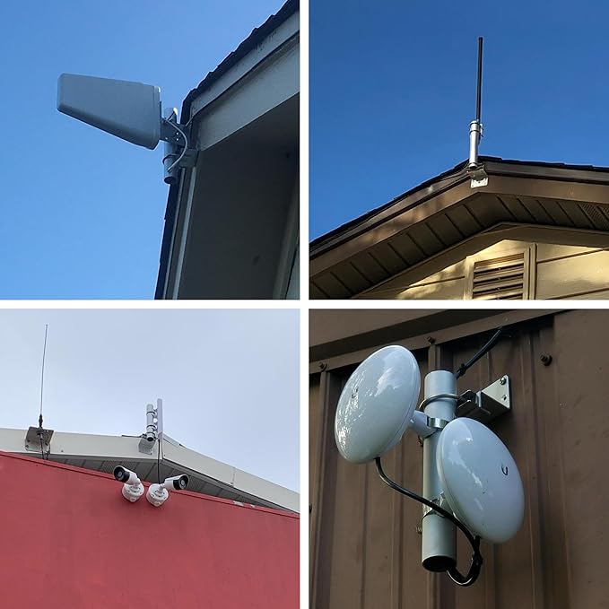 Technical Pole Mount Accessory for Outdoor Antennas (Signal Booster, Yagi, Expansion Kit) & Weather Station – Stronger Structure with Double U-Bolts (Pole OD 1 1/4", 15 3/4" Length)