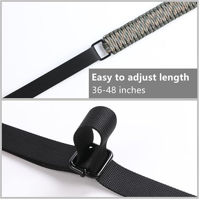 VVAAGG Two-Point Paracord Rifle Sling with Swivels, Non-Slip Gun Sling with Adjustable Length Strap