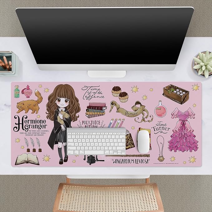 Head Case Designs Officially Licensed Harry Potter Hermione Pattern Graphics 37.4 x 15.75 x 0.16 inches (900 x 400 mm) - XL Gaming Office Desk PC Keyboard Mouse Mat Pad