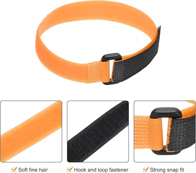 MECCANIXITY 5Pcs Reusable Battery Tie Down Straps,0.8x16" Orange Nylon Multipurpose Battery Hold Down Adjustable Cinch Strap Hook Loop Fastening Tie for Quadcopters FPV RC Drone Boat Car
