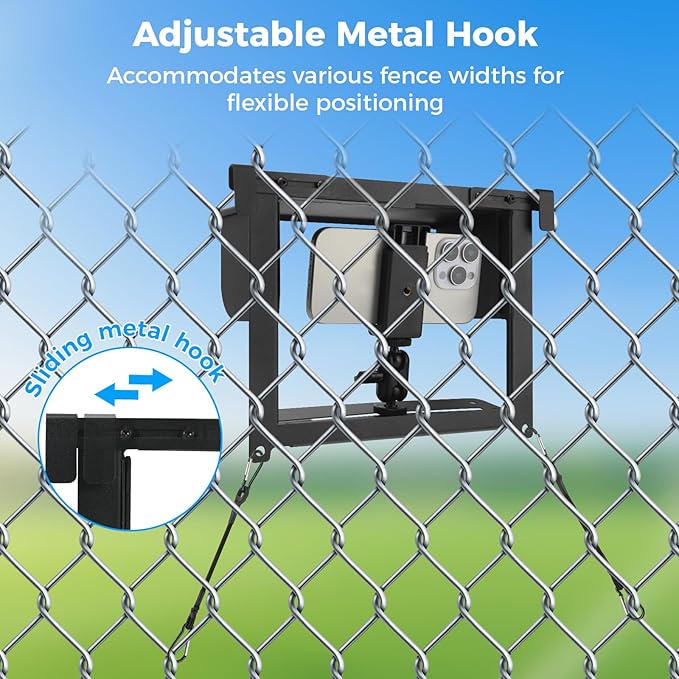 Game Changer Mounting Streaming Kit - Fence Phone Mount for Baseball - Game Changer Fence Holder with Shade and Power Bank Clip for iPhone, Samsung, Mevo, GoPro and Action Camera