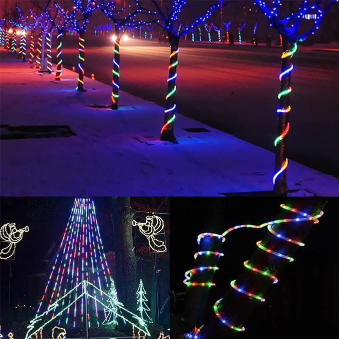 50ft 360 LED Rope Lights Outdoor, Connectable and Flexible Tube Lights with 8 Modes, Waterproof Indoor Outdoor LED Rope Lighting for Deck, Garden, Pool, Patio, Indoor Outdoor Decorations (Multicolor)