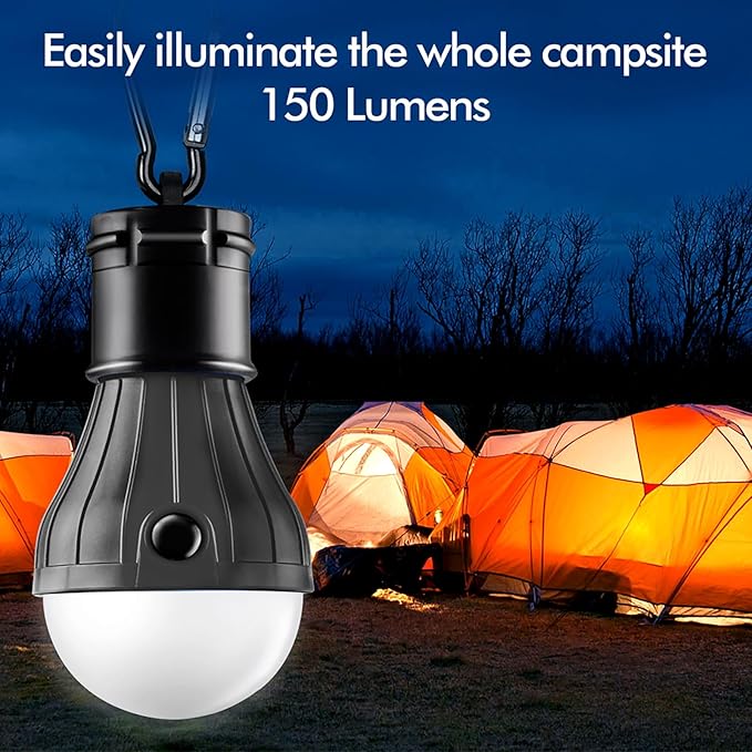 FLY2SKY Tent Lamp Portable LED Tent Lights 5 Packs Hook Hurricane Emergency Lights LED Camping Light Bulb Camping Tent Lantern Bulb Camping Equipment for Camping Hiking Backpacking Fishing Outage