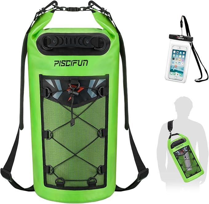 Piscifun Dry Bag, Waterproof Floating Backpack 10L/20L/30L/40L with Waterproof Phone Case for Boating, Kayaking, Fishing