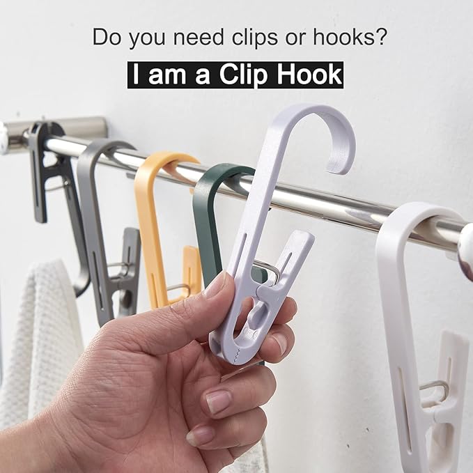 Large Laundry Hook Clothes pins 8pcs Sock Clip Laundry Clips with Springs, Strong Plastic Clothes Drying Line Pegsfor Home Kitchen Outdoor Trip
