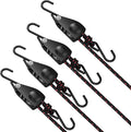 1/4" Ratchet Tie Down Straps, 4-Pack 12ft Adjustable Rope Hanger, Heavy Duty Kayak Pulley System with Hooks for Kayak Accessories, Hiking, Camping, Boating & Water Activities