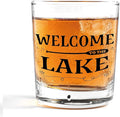 Nogrit Lake House Decor Gifts Whiskey Glasses 10 Oz,Welcome to the Lake, Funny Old Fashioned Rocks Glasses for Women Men Drinking Cocktail Scotch Vodka Tequila Rum
