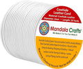 Mandala Crafts Round Cowhide Genuine White Leather Cord for Jewelry Making Kumihimo Leather Rope Spool - White String Lace - 20 Yds 2mm Cording