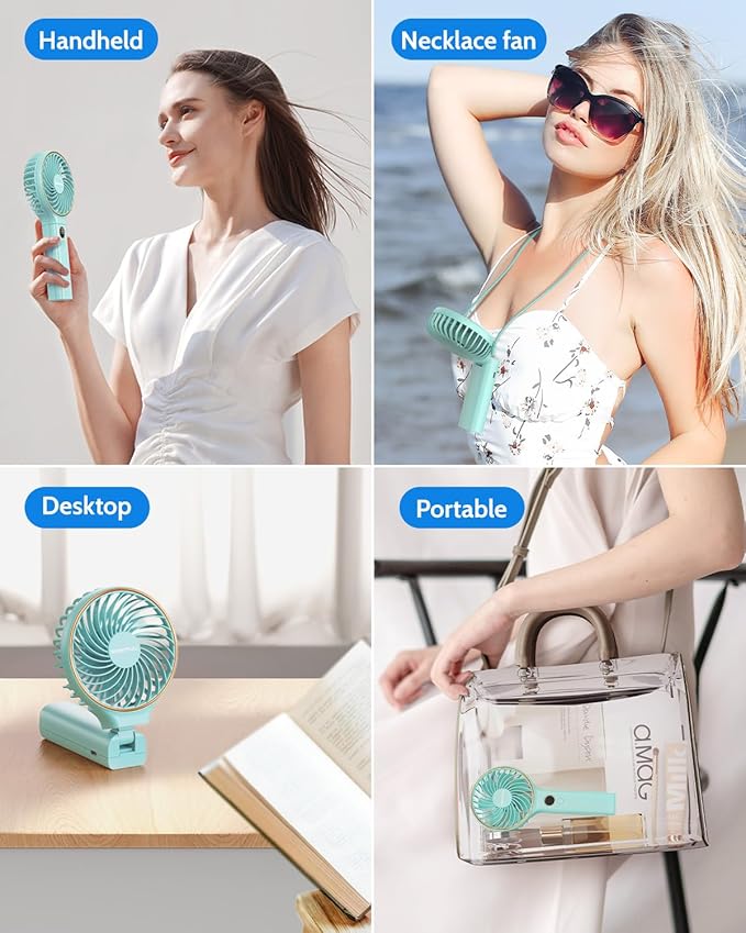 SWEETFULL Handheld Fan, Portable Fan, 5000mAh Rechargeable Battery, 6 Speed Wind, LED Display, Personal Mini Travel Fan with Backup Power, Hand Held Fan USB Foldable Electric Fan for Women Girl