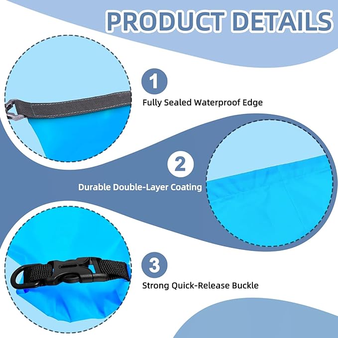 6PCS Dry Bags Waterproof, Lightweight Dry Bags for Kayaking Waterproof，Outdoor Waterproof Bag for Kayaking Hiking Boating Camping