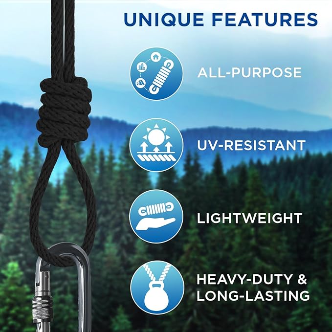 TECEUM Cotton Rope 3/16” (5 mm) – 300 FT – Strong All-Purpose Braided Rope – Natural Cotton – for Crafting, Сamping, Clothes Line, DIY, Indoor & Outdoor Use – Black