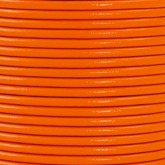 Mandala Crafts Round Genuine Orange Leather Cord for Jewelry Making – 2mm Cowhide Leather Rope String Lace for Kumihimo – 20 Yards Cowhide Craft Cording Spool