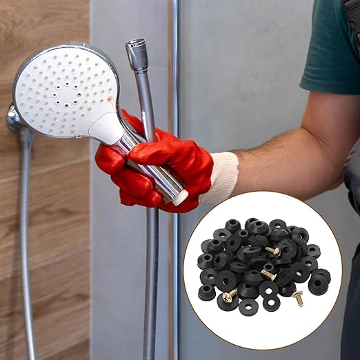 Rubber Washers Repair Kit - 116 Pcs Assorted Flat & Beveled Washers, Brass Bibb Screws for Outdoor Faucet Leak Repair