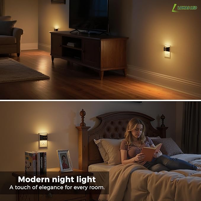L LOHAS LED Motion Sensor Night Light, Night Lights Plug into Wall with with Motion Sensor & Dusk to Dawn Sensor, Motion Activated LED Night Light, 3000K Soft White, 4 Pack