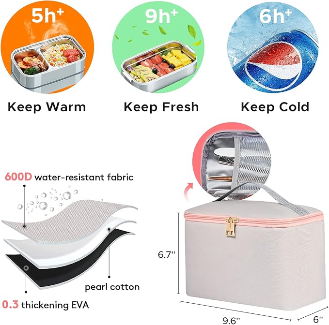 Kaome Lunch Backpack 15.6 Inch Laptop Backpack for Women with USB Port Nurse Gift Teacher Work Backpack Cooler Insulated Lunch Bag Waterproof Daypacks for Work Picnic Travel Anti-theft