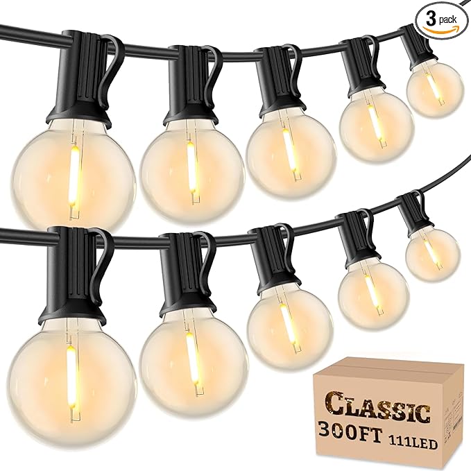 RTTY 300 FT Outdoor String Lights Patio Light for Outside, Waterproof G40 Shatterproof LED Bulbs, Dimmable Hanging Connectable Globe Lighting for Bistro, Backyard, Cafe, Porch, Balcony, Market, 2700K