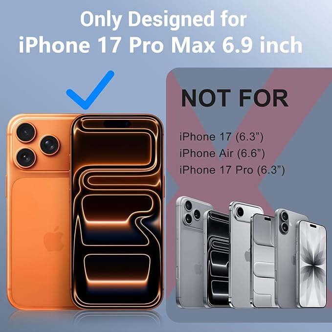 Red2Fire for iPhone 17 Pro Max Case Waterproof, [Built-in Screen Protector & Camera Protector][Compatible with MagSafe][Full Body Shockproof][IP68 Waterproof][Dustproof] Phone Case 6.9" Black/Clear
