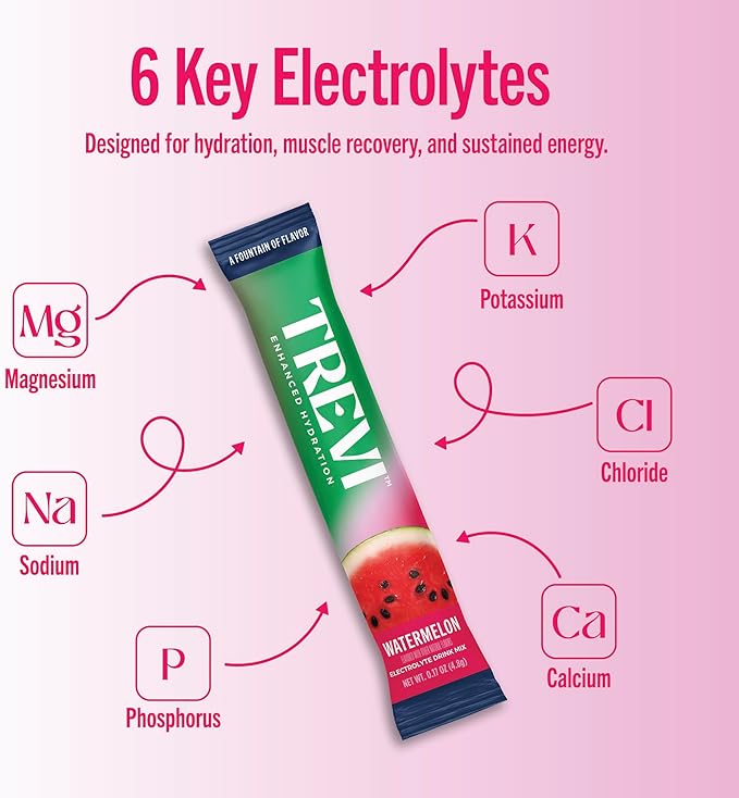 TREVI™ Everyday Sugar Free Electrolytes - Essential Drink Mix Hydration Powder Packets - 28 Count - Watermelon