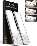EZVALO 8" Under Cabinet Lighting, 2400mAh Rechargeable Motion Sensor Light Indoor, Mini & Slim Design, 3 Color Temps, Dimmable Magnetic Wireless Closet Lights for Kitchen, Pantry, Stairs (2 Pack)