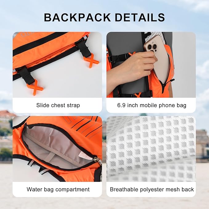 INOXTO Running Hydration Vest Backpack,Lightweight Insulated Pack with 1.5L Water Bladder Bag Daypack for Hiking Trail Running Cycling Race Marathon for Women Men
