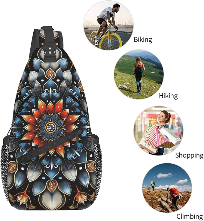 Mandala Sling Bag For Women Men Fashion Backpack Crossbody Mandala Shoulder Bag Sling Backpack Chest Bag Travel Hiking Casual Sport Daypack