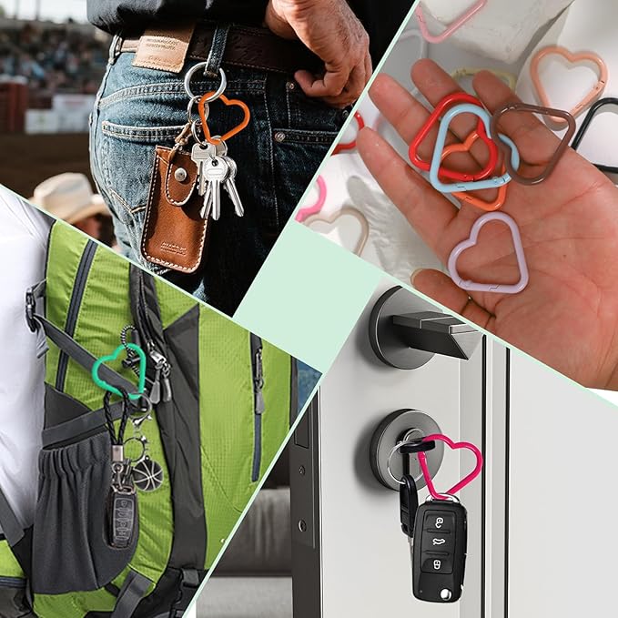 21-Pack Colorful Heart Carabiner Clips, Cute Keychain Purse Clip,Heart Ring Carabiner for Keychains,Backpacks, Keys(Multicolor, Bulk Value Set)