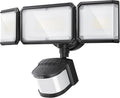 LEPOWER-TEC Zero Blind Spots Outdoor Security Light with 240° & 100ft Dual PIR Motion Sensor, 7000LM Adjustable Flood Light Brightness for Garage Driveway, Dusk to Dawn, IP65, Easy Hardwired Install
