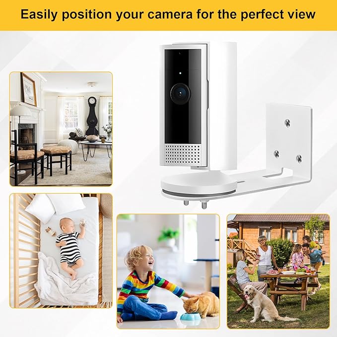 2 Pack Security Camera Wall Mount Fits for Ring Stick Up Outdoor Indoor Cam, Ring Camera Metal Bracket Holder Effortless Installation with Adhesive Tape or Secure Screws No Drill to Suit your Needs