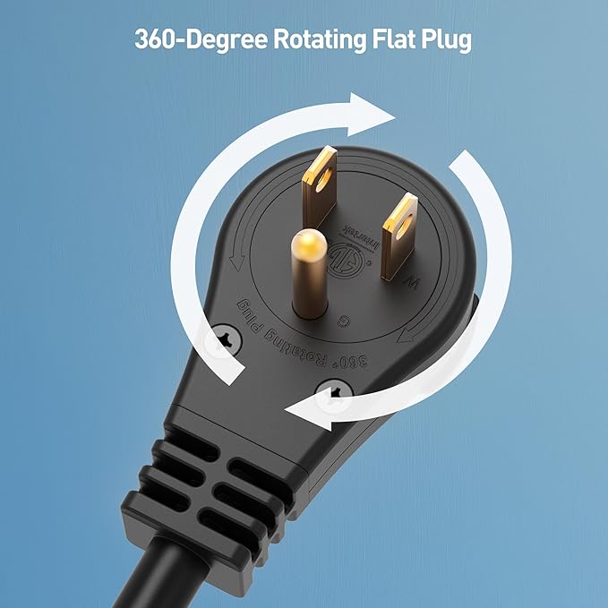 [ETL Listed] Cable Matters 2-Pack 16 AWG 360° Rotating Flat Plug Long Extension Cord - 15ft, 13A/1625W, Low Profile 3 Prong Power Extension Cords, NEMA 5-15P to NEMA 5-15R, Black