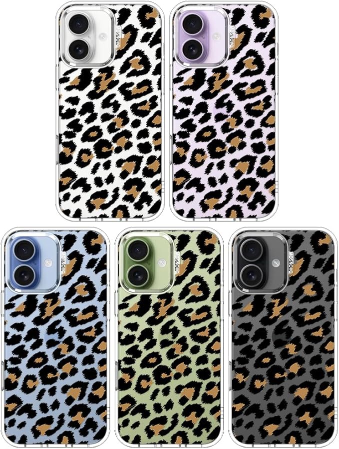 MOSNOVO for iPhone 17 Case | Military Grade 6.6ft Drop Tested | Camera Control | Clear with Leopard Print Design