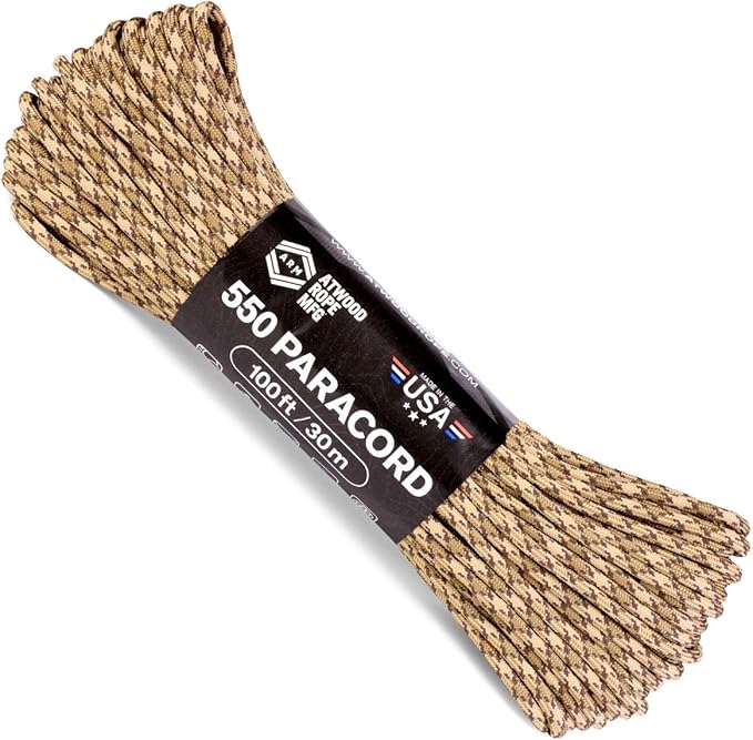 Atwood Rope MFG 550 Paracord 100 Feet 7-Strand Core Parachute Cord (Rattler)