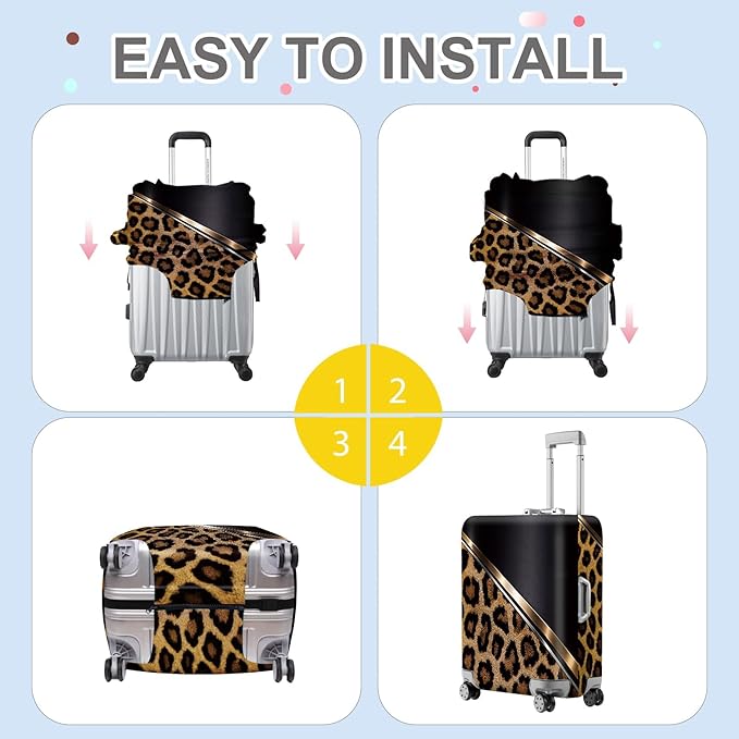 ANNA QUEEN Leopard Print Luggage Cover, Luxury Animal Pattern Suitcase Protector for 24-26 Inch Travel Bags