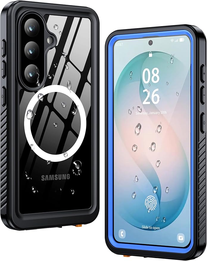 ANTSHARE for Samsung Galaxy S26 Case Waterproof, Built-in Lens & Screen Protector, [Compatible with MagSafe] Shockproof Dropproof Dustproof Full Body Phone Case for S26 6.3"-Blue/Clear