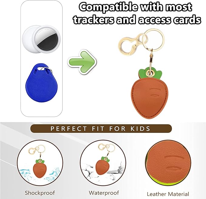 Leather Keychain Holder Case Compatible with AirTag,Cute air tag Cover with Keychain Ring,GPS Tracker Case for Keys