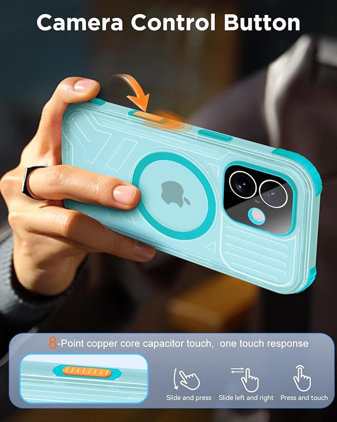 for iPhone 17 Waterproof Case with Magsafe, Built-in [Camera & Screen Protector] [Lanyard], IP68 Water Proof Full Body Dustproof Heavy Duty Frosted Protective Phone Cover, 6.1" Teal