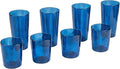 Fizz Bubbles Durable Acrylic 8-Piece Indoor/Outdoor Drinkware Set with Four 24 oz Jumbo Glasses and Four 17 oz Double Old Fashioned Glasses, Shatter-Resistant, Dishwasher-Safe - Blue