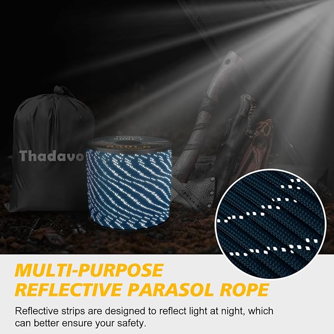 Reflective Paracord Rope 850Ib, 50/100/200/500/1000ft 4MM 11 Strand para Cords Lanyard Utility Parachute Cord for Tent Camping Hiking Survival Tactical Clothesline DIY Projects (Blue, 100FT)