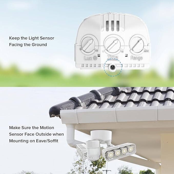 SANSI 7000LM Brightness Motion Sensor Outdoor Light,Dusk to Dawn LED Flood Light,54W 5000K 700W Equiv IP65 Floodlight with Adjustable 2 Heads 8 Lights More Energy Efficient for Garage,Yard (White)