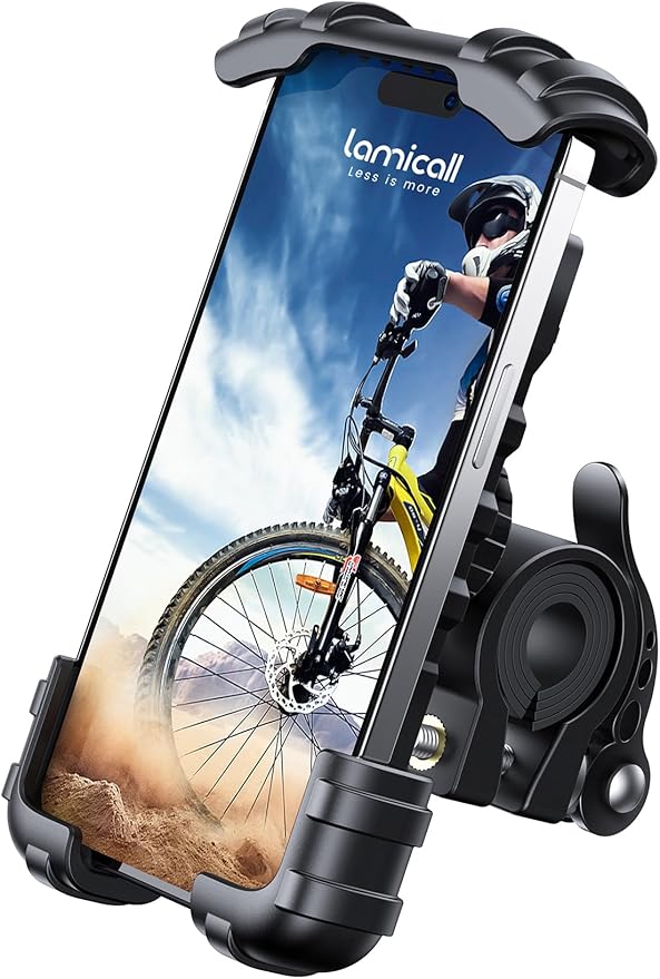 Lamicall Bike Phone Holder, Motorcycle Mount - Motorcycle Phone Holder, Handlebar Cell Phone Clamp, Scooter Phone Clip Gifts for iPhone 17 Air Pro Max, 16 15 Plus, S20, 4.7 to 6.8" Smartphones