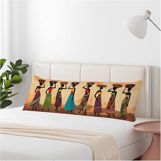 20x54 Body Pillow Cover African Woman African Woman Dancer Zipper Body Pillowcase Side Sleeper Pillow Covers Body Pillow Cushion Cover for Men Women Home Bedroom