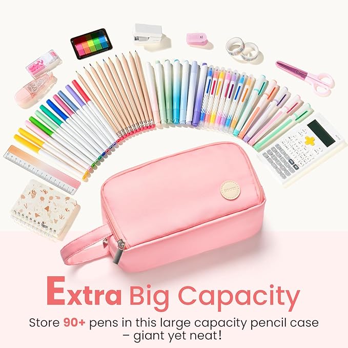 Sooez Pencil Case, Large Pencil Pouch Pencil Bag with Pull-Out Organizer for Quick Access, Cute Pencil Case with Sturdy Zipper, Aesthetic School Supplies for Girls Boy Women, Black