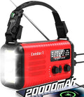 Emergency Crank Radio, 20000mAh / 74000mWh Solar Hand Crank Weather Radio with NOAA/AM/FM, Battery Powered Radio with Cell Phone Charger, Reading Lamp, Flashlight & SOS for Emergencies/Home