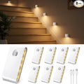 EZVALO Motion Sensor Stair Lights Indoor, Rechargeable Night Lights with Magnetic & Dimmable, Auto On/Off 3000K Soft White, Stick-On for Stairs, Hallway, Bathroom (8 Pack)