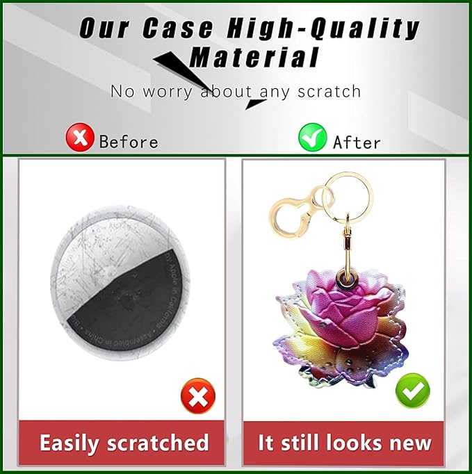 Leather Keychain Holder Case Compatible with AirTag,Cute air tag Cover with Keychain Ring,GPS Tracker Case for Keys