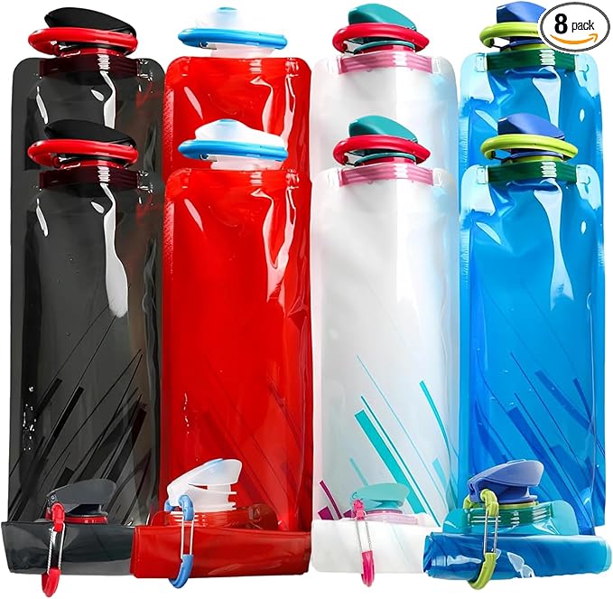Collapsible Water Bottles for Travel – 24oz Foldable Water Bottle with Leakproof Lid, Food-Grade Silicone Portable Reusable BPA-Free Water Bottle for Hiking,Sports,Camping,Biking (8)