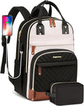 Backpack for Women 15.6 Inch Laptop Backpack Work Business Backpacks Purse Waterproof Computer College Backpacks Nurse Bag Backbag 2 Sets Casual Daypack for Travel Black
