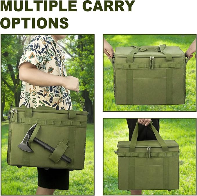 FUNANASUN 40L Tactical Camping Storage Bag with Customizable Compartments & MOLLE System for Camping, Hiking, and Vehicle Organization