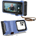 Underwater Phone Case for Snorkeling & Diving (50ft/15m), IP68 Waterproof Case for Swimming, Universal Underwater Touch Screen Case Compatible with iPhone (Blue, 4th Generation Phone Case)